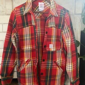 Topo Designs Red Plaid Jacket with Yellow & Green Accents